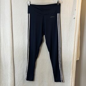 adidas Navy Leggings with White Side Stripes